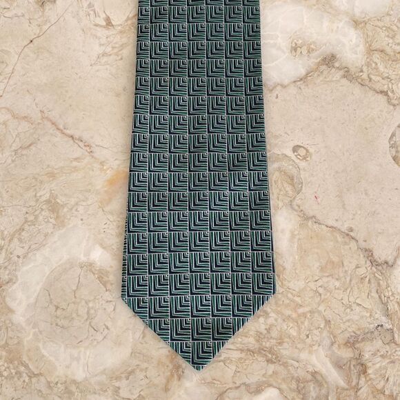 Vintage Aquascutum of London 100% Silk Tie Geometric Print - Picture 8 of 9